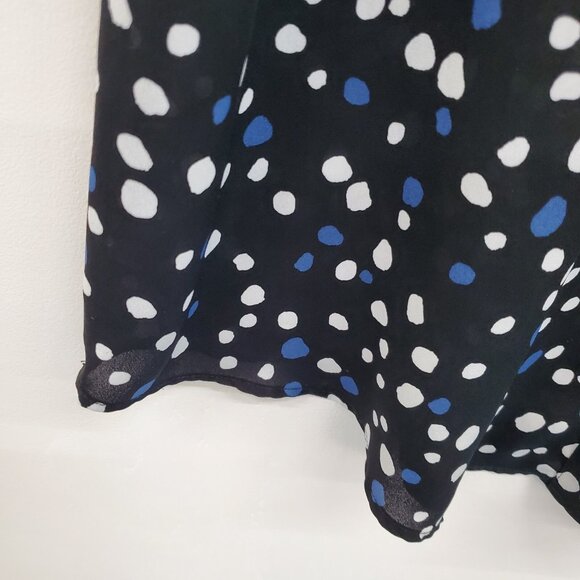 Torrid Womens 1X Black Blue White Polka Dot V-Neck Short Sleeve Plus Size Blouse - Picture 8 of 14